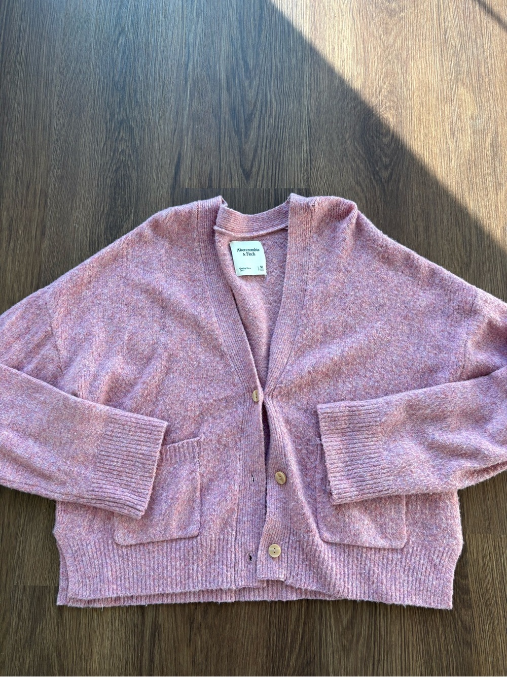 Abercrombie & Fitch Pink V-Neck Button Cardigan Sweater Size Medium - Picture 5 of 7